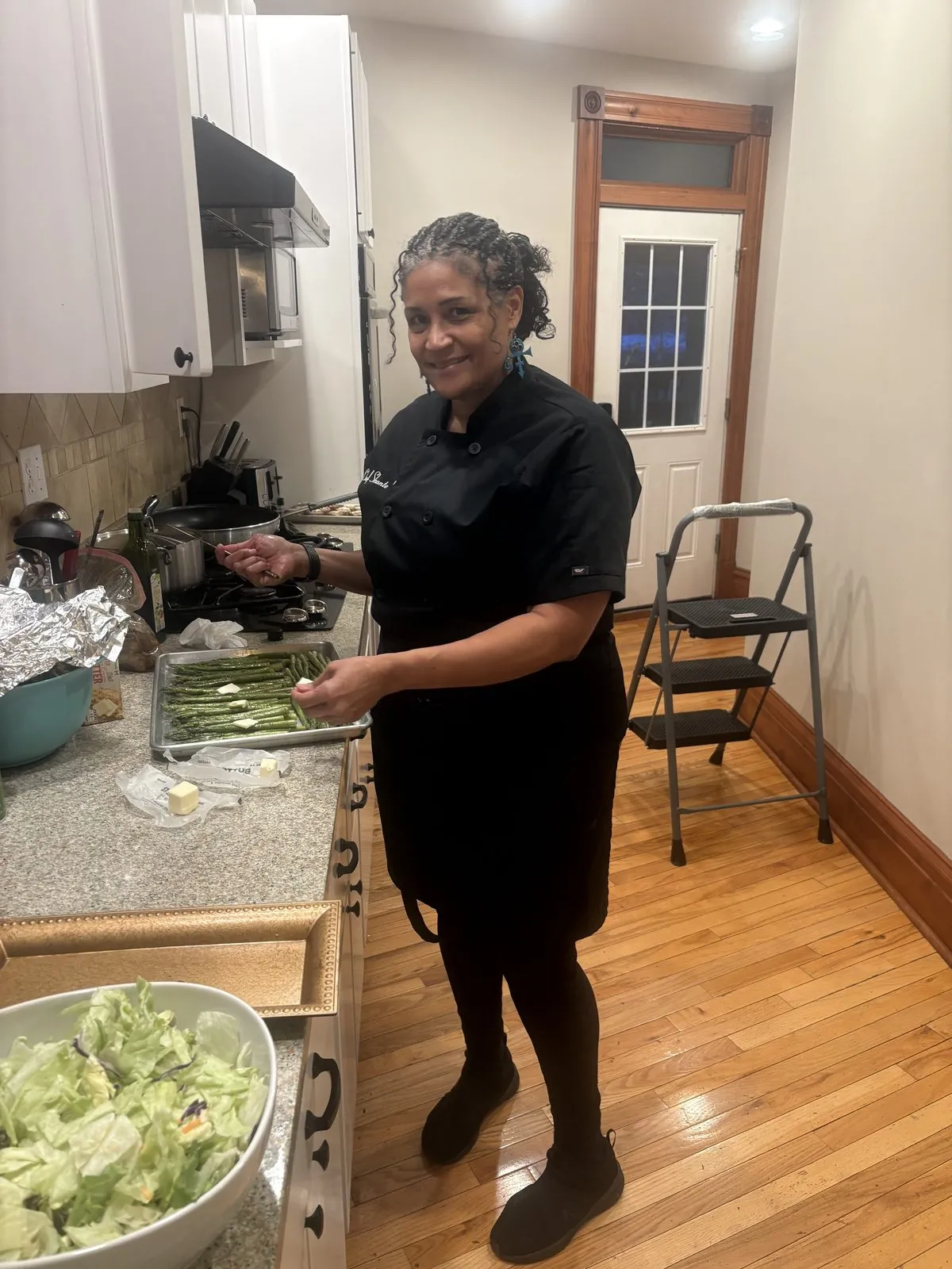Chef Shonte cooking in her kitchen